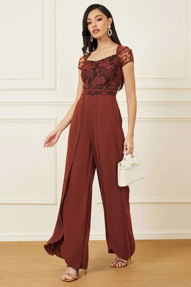 miss chase Floral Short Sleeves Crepe Women's Ankle Length Jumpsuit-picture-32
