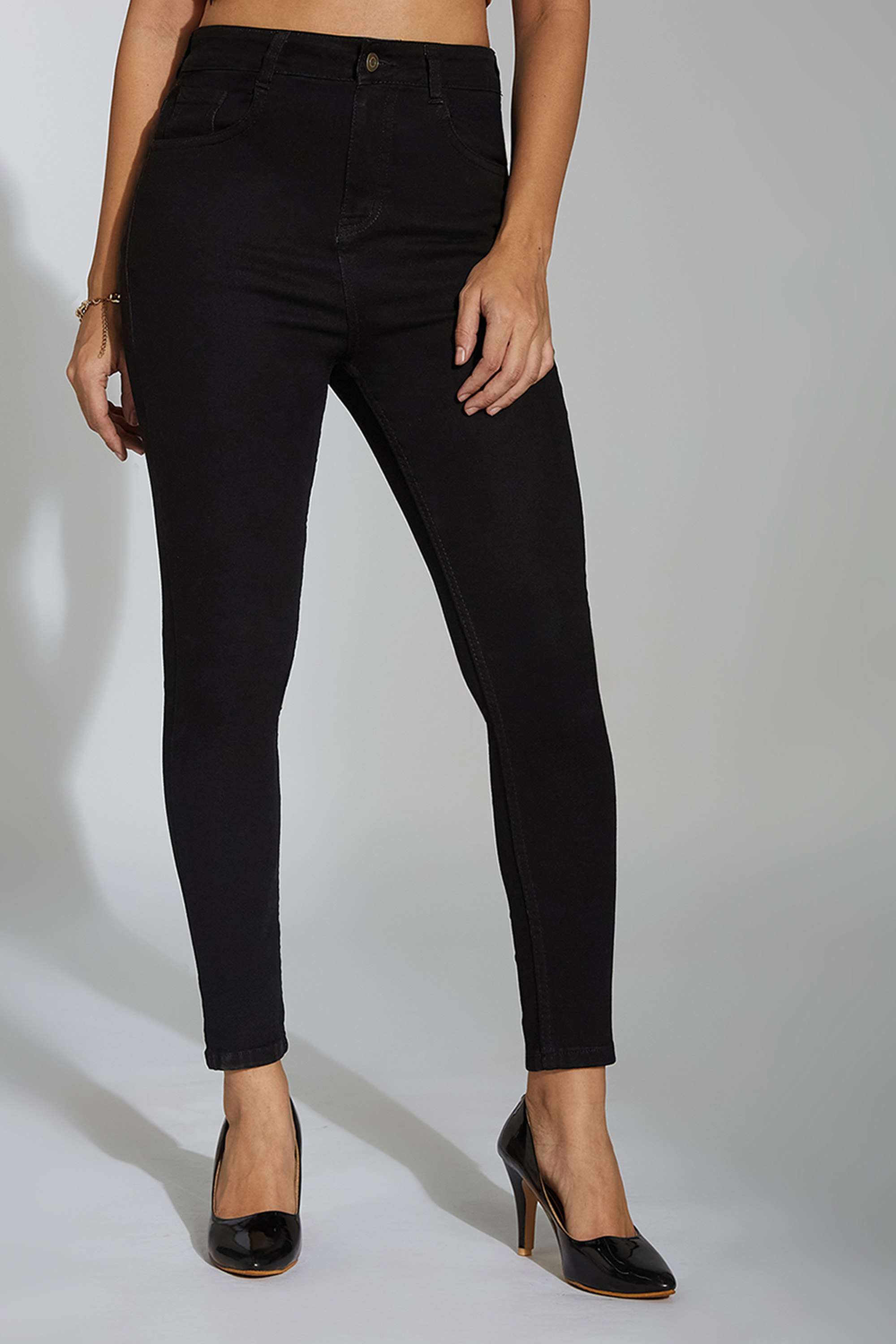 Miss Chase Women's Black OD Skinny High Rise Clean Look Regular Stretchable Denim Jeans-picture-16