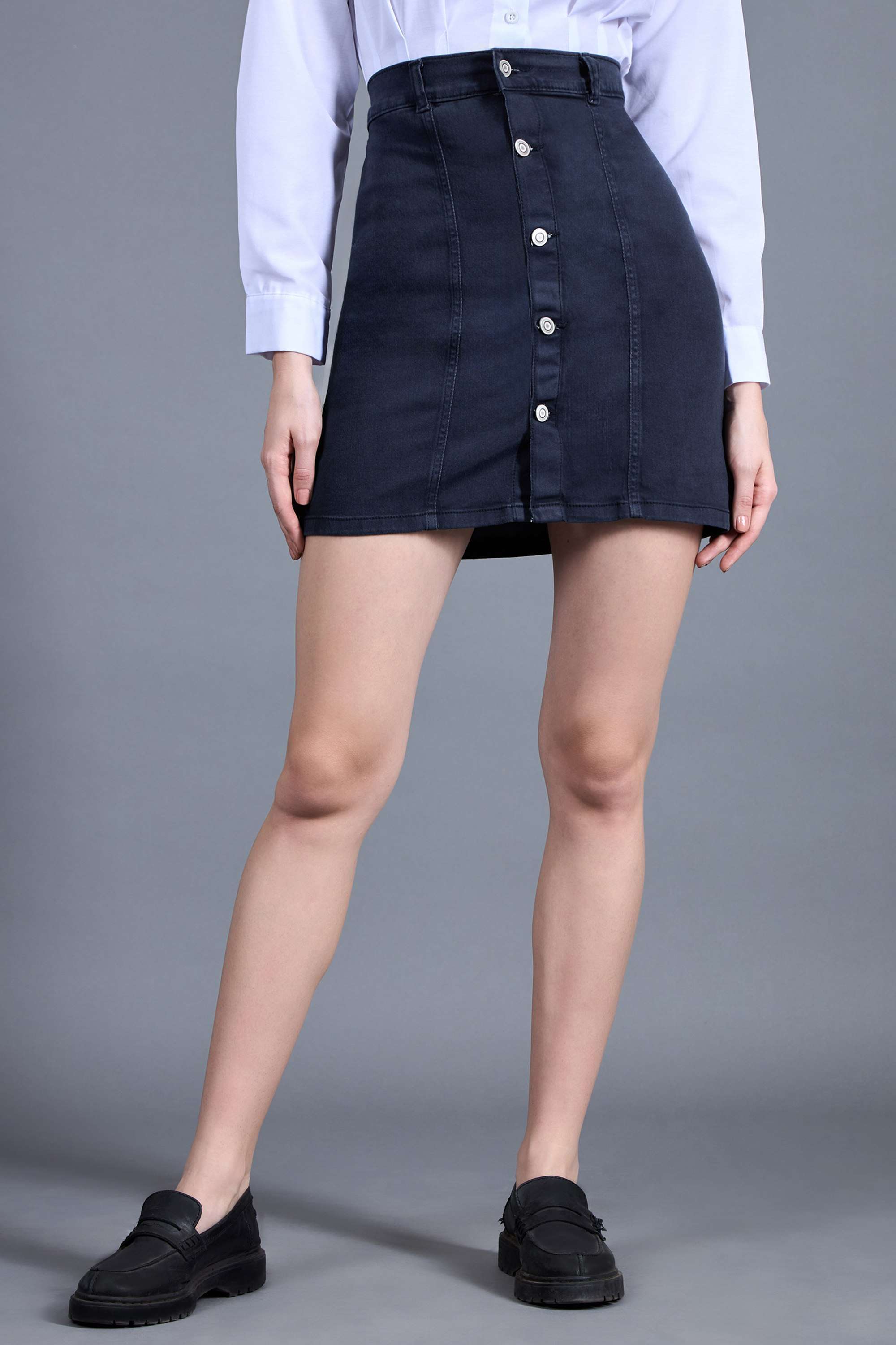 Regular Fit Mini Denim Women Casual Wear Skirts-image-46