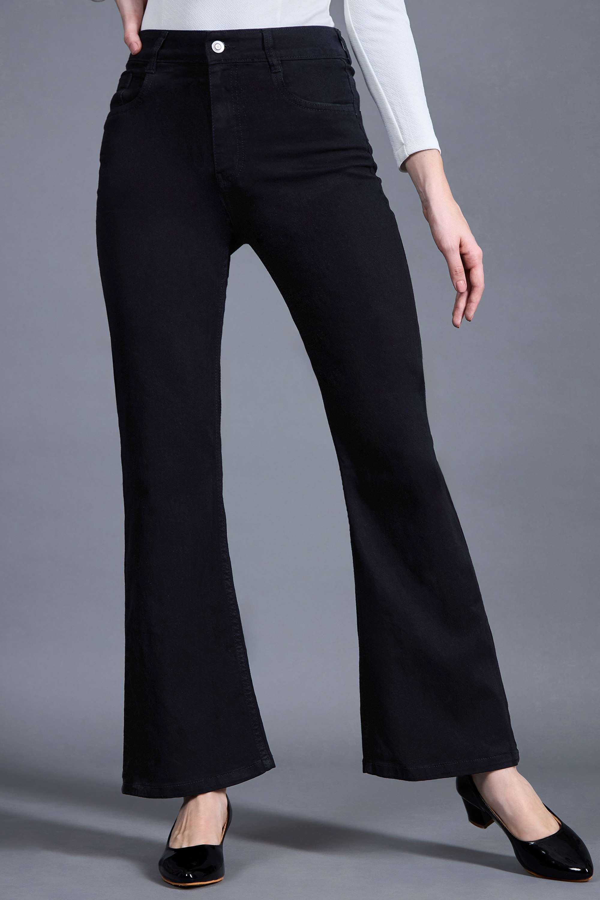 Miss Chase Women's Black Bootcut High rise Clean look Regular Stretchable Denim Jeans-picture-19
