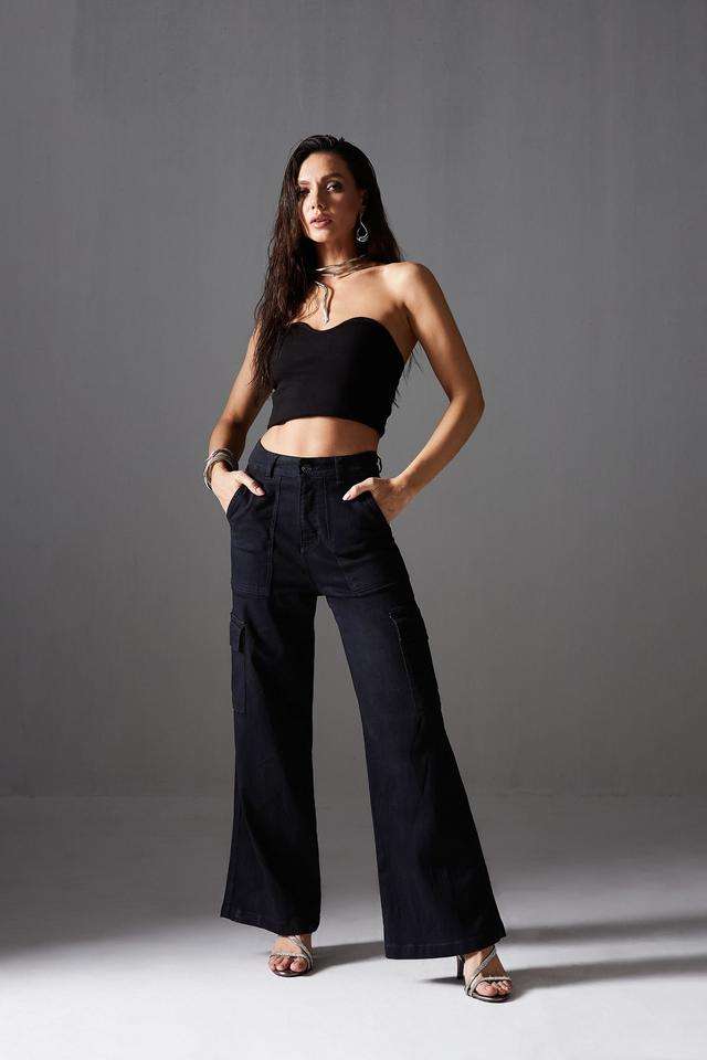 High Rise Heavy Wash Denim Relaxed Fit Women's Jeans-image-49