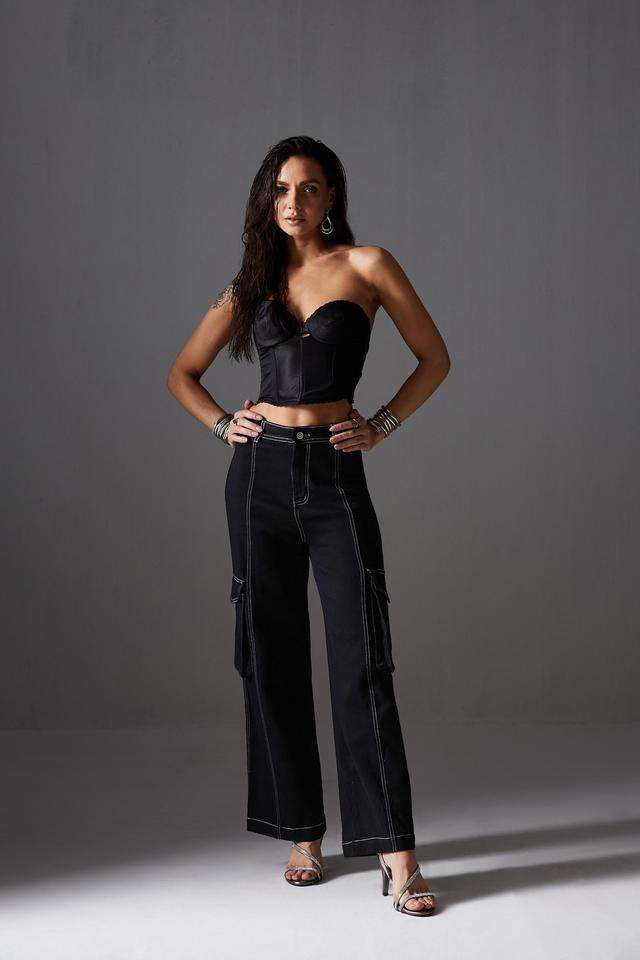 miss chase High Rise Heavy Wash Denim Relaxed Fit Women's Jeans-picture-27