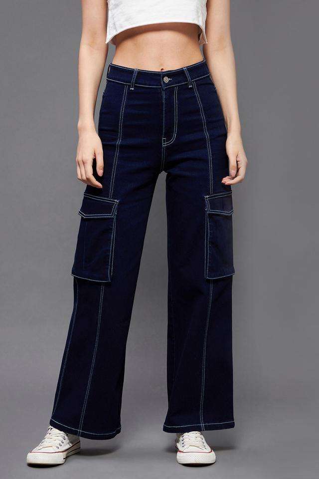 miss chase High Rise Dark Wash Denim Relaxed Fit Women's Jeans-picture-19