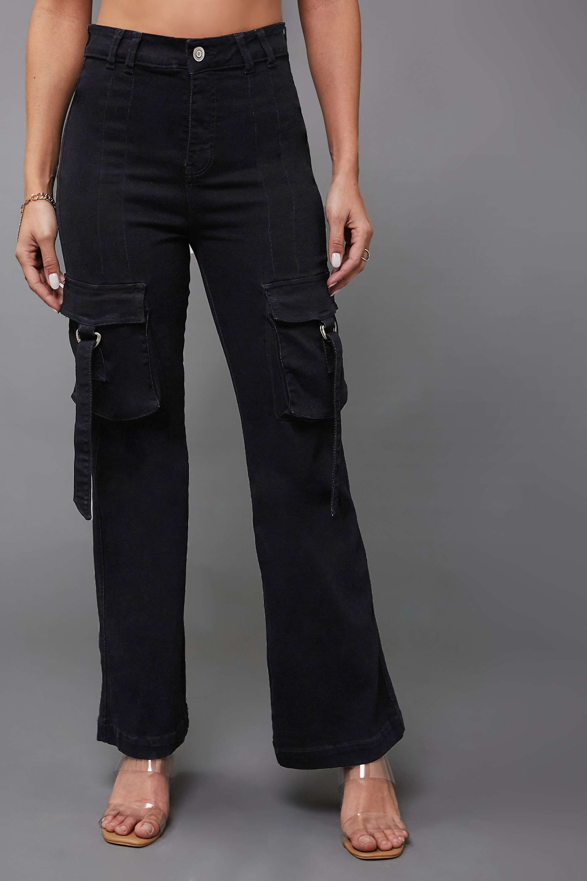 Miss Chase Women's Black Bootcut High-Rise Clean-Look Regular-Length Stretchable Denim Jeans-picture-10
