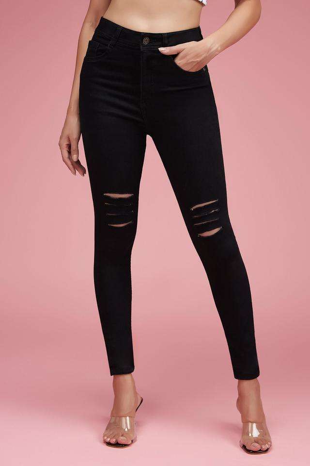 High Rise Heavy Wash Denim Slim Fit Women's Jeans-image-47