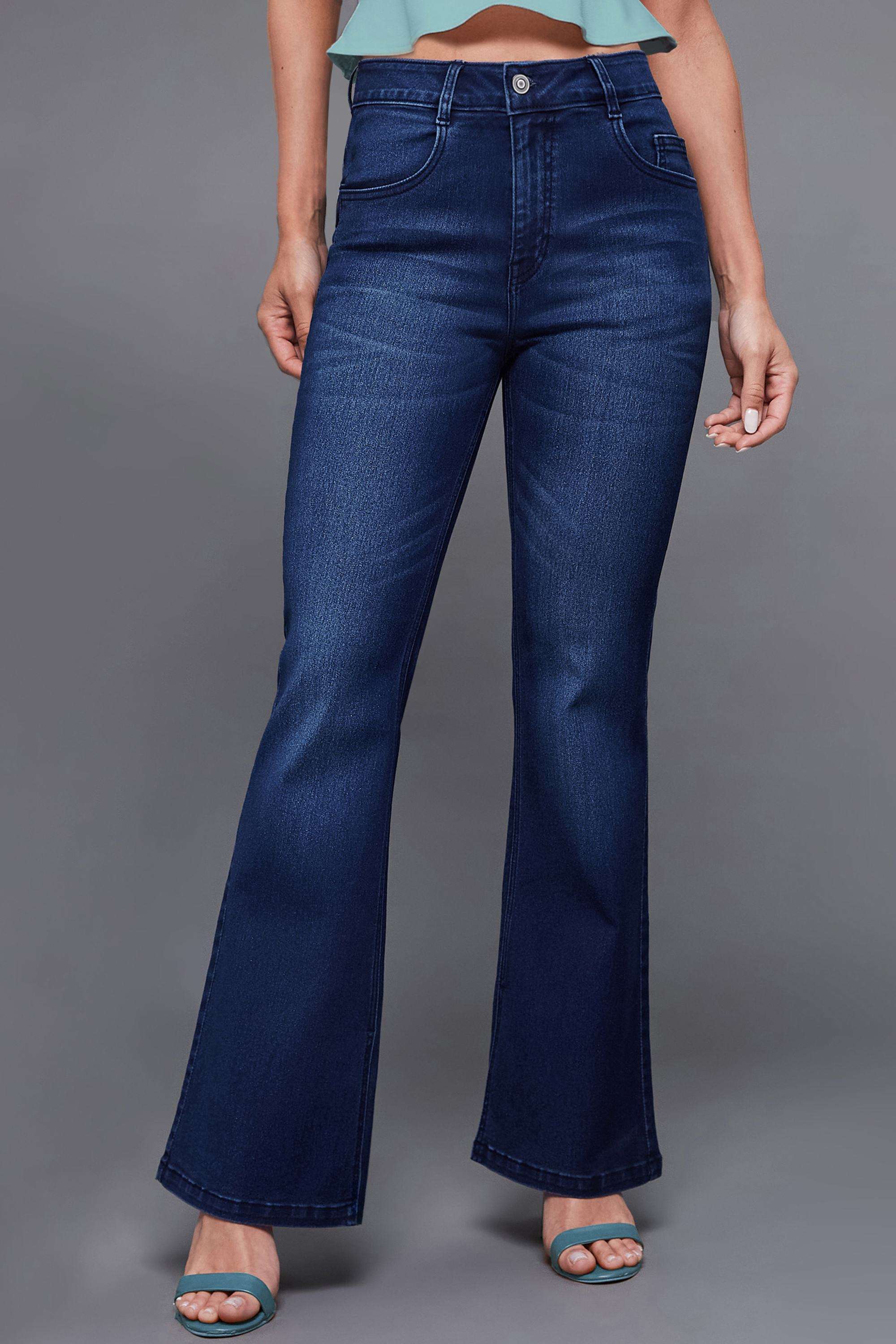 miss chase Solid Wide Leg Fit Cotton Women's Casual Wear Jeans-picture-12
