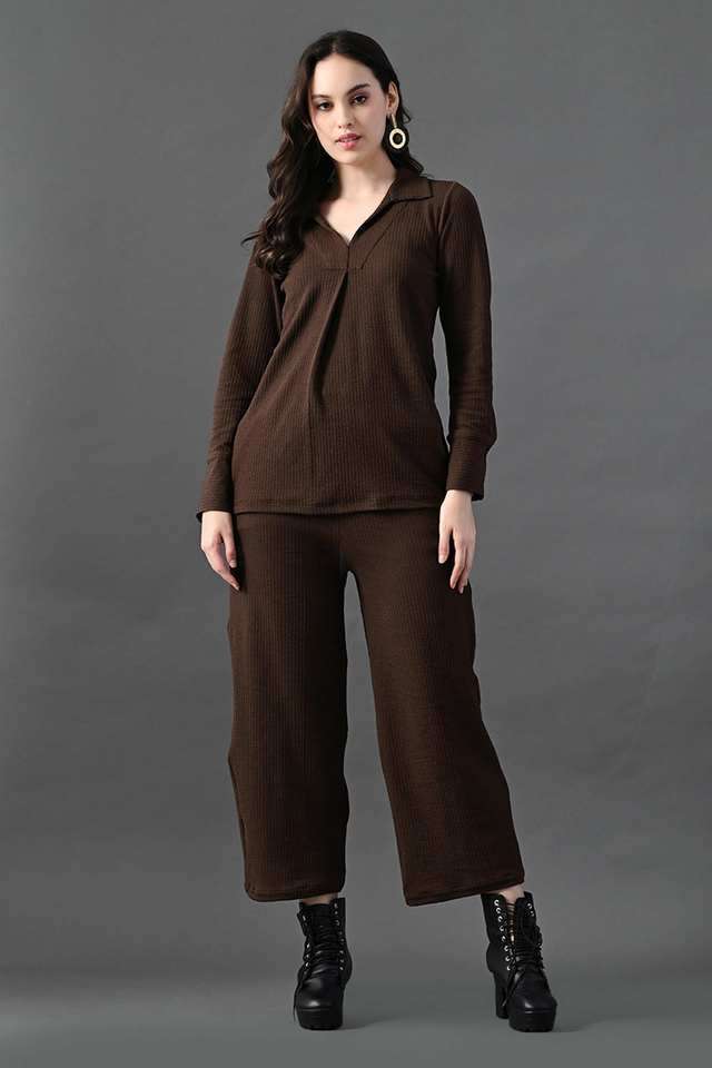 myshka Solid Ankle Length Polyester Woven Women's Co-Ord Set-picture-16