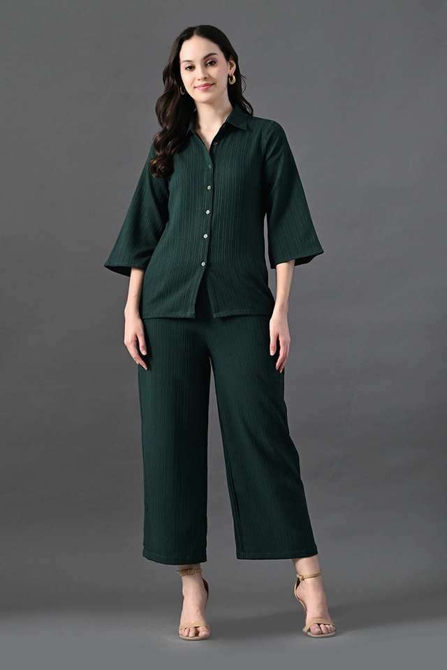 myshka Solid Ankle Length Polyester Woven Women's Co-Ord Set-picture-34