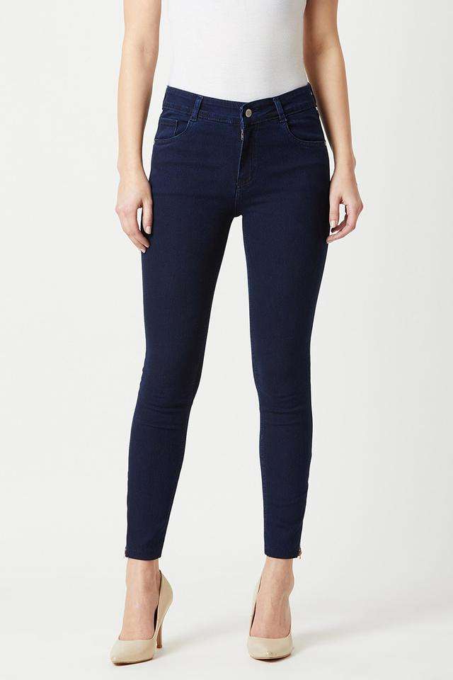 Mid Rise Dark Wash Denim Skinny Fit Women's Jeans