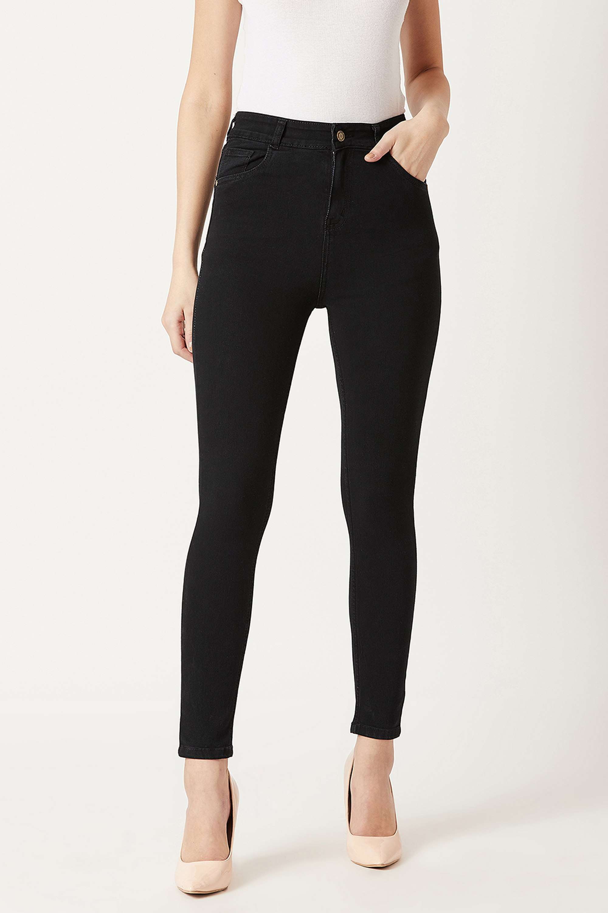 Miss Chase Women's Black Skinny Fit High Rise Clean Look Regular Length Clean Look Stretchable Denim Jeans-picture-26