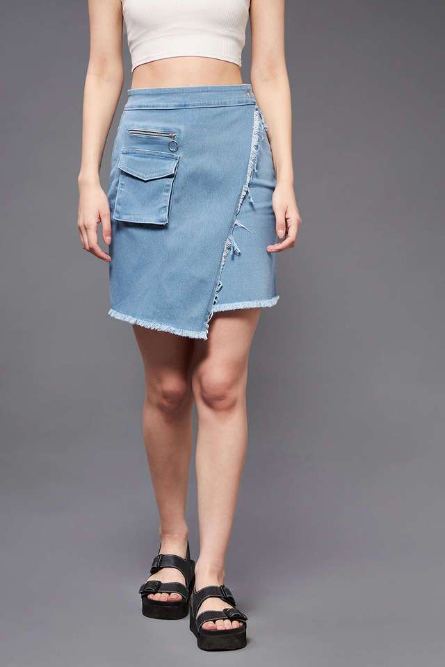 Regular Fit Mini Denim Women Casual Wear Skirts-image-49