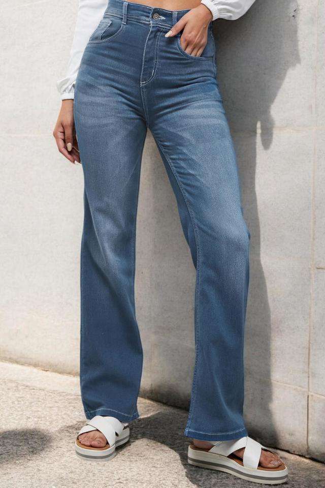 miss chase Mid Rise Light Wash Denim Relaxed Fit Women's Jeans-picture-19