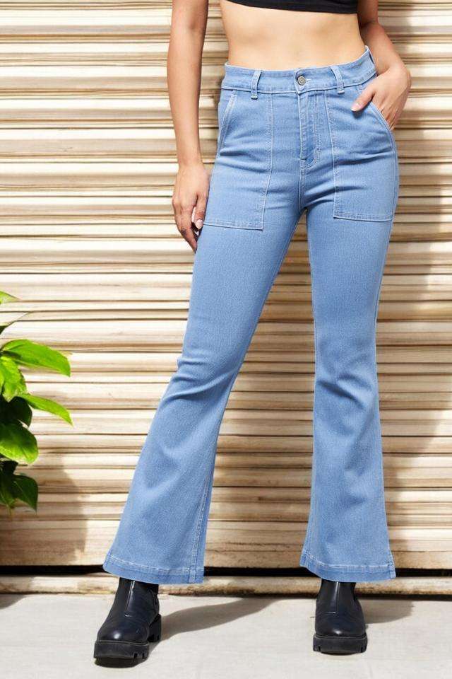 miss chase High Rise Acid Wash Denim Bootcut Fit Women's Jeans-picture-10