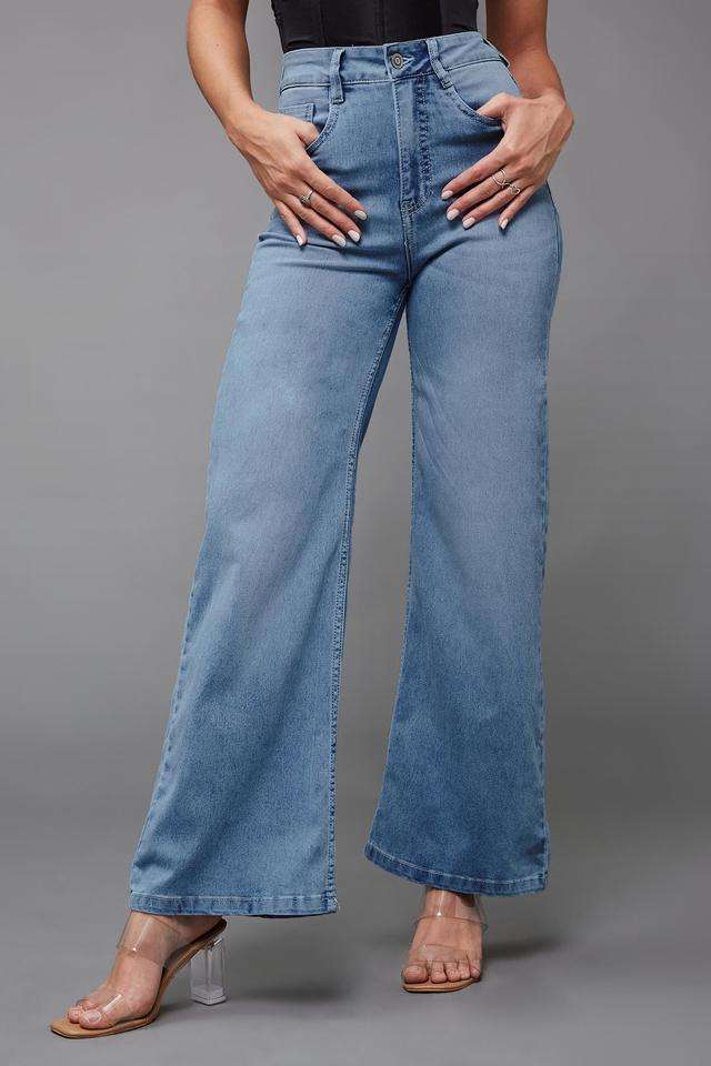 miss chase High Rise Light Wash Denim Relaxed Fit Women's Jeans-picture-27