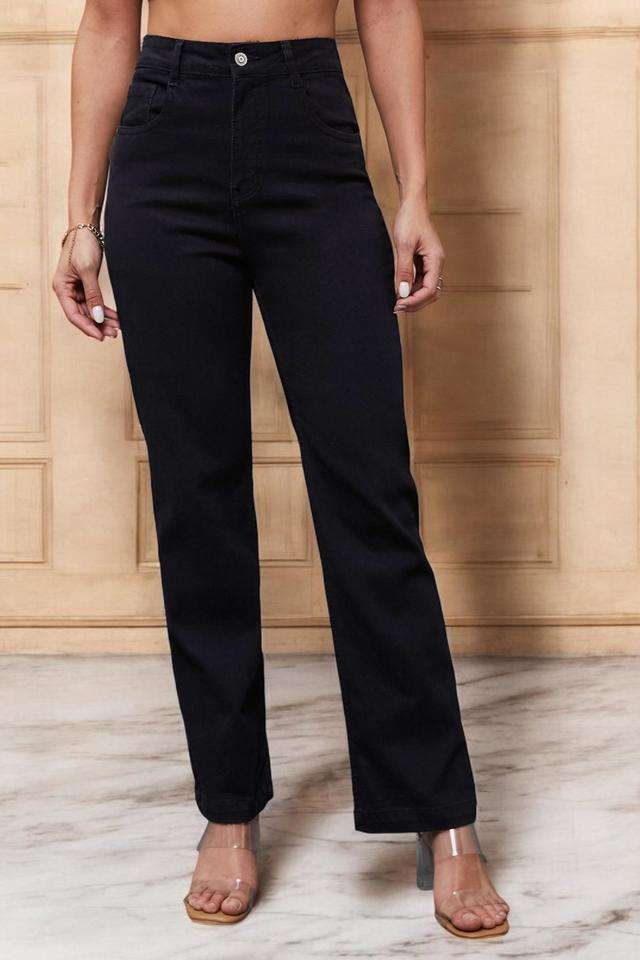 miss chase High Rise Heavy Wash Denim Straight Fit Women's Jeans-picture-18
