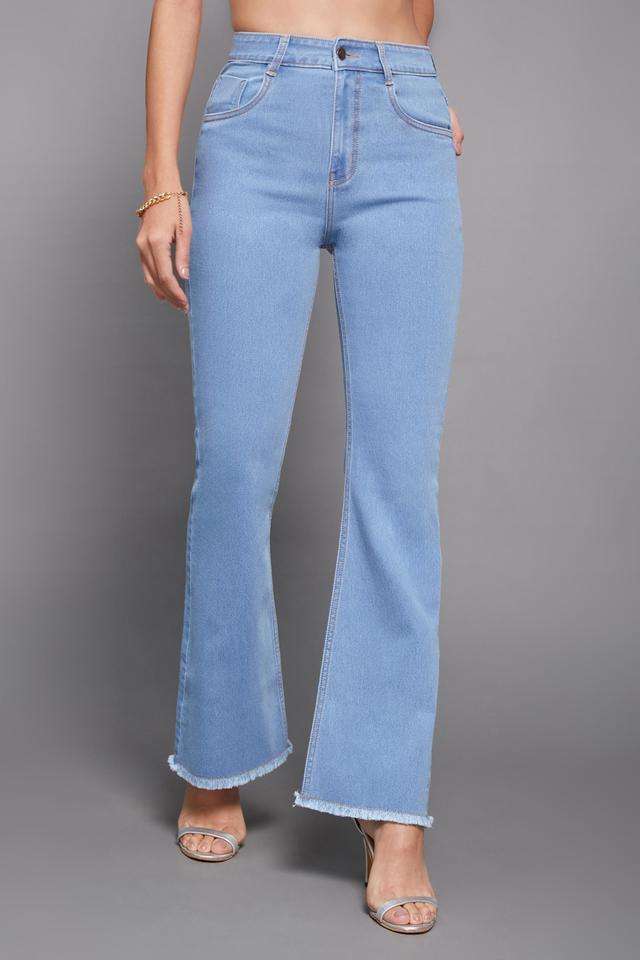 miss chase High Rise Light Wash Denim Bootcut Fit Women's Jeans-picture-24