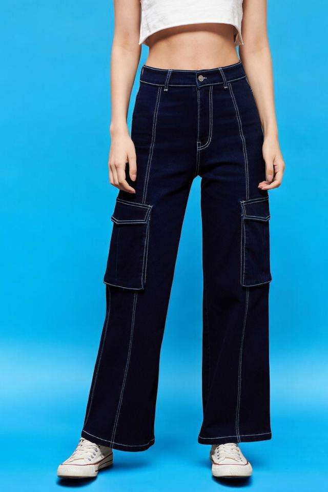 miss chase High Rise Dark Wash Denim Relaxed Fit Women's Jeans-picture-20
