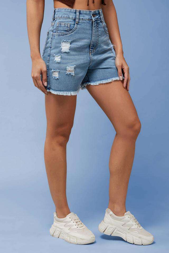 miss chase Relaxed Fit Above Knee Denim Women's Casual Wear Shorts-picture-29