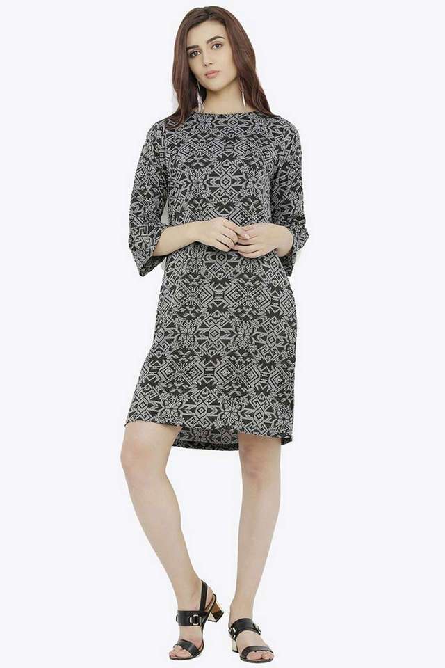 miss chase Printed Round Neck Crepe Women Dress-picture-35