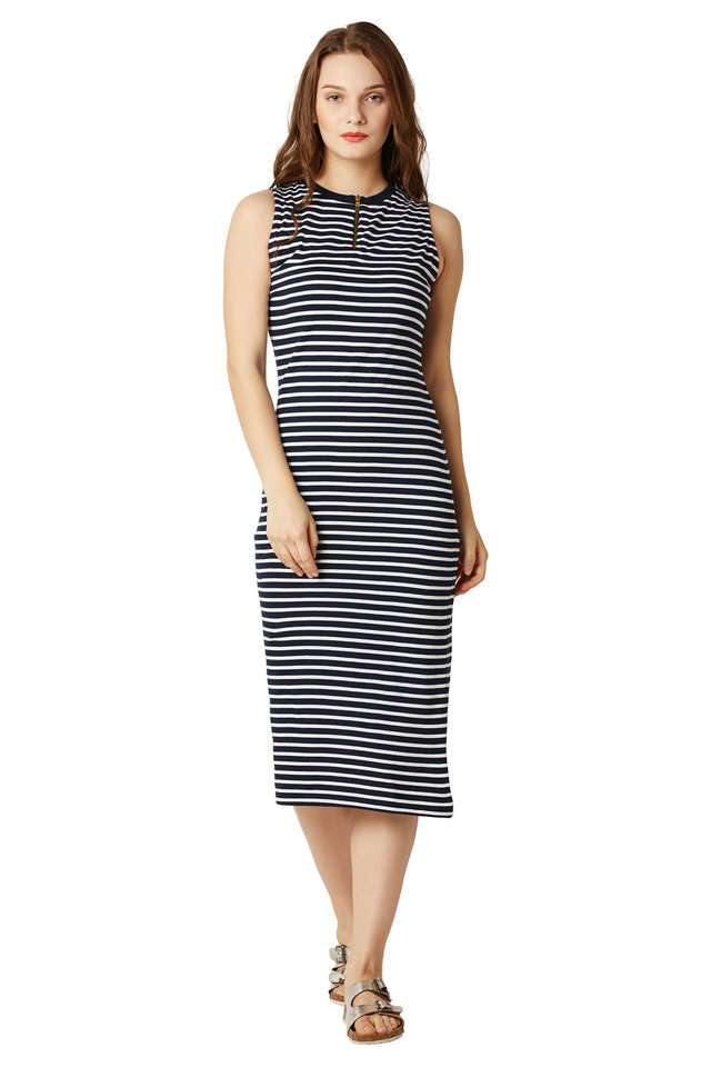 miss chase Stripes Round Neck Cotton Women Dress-picture-23