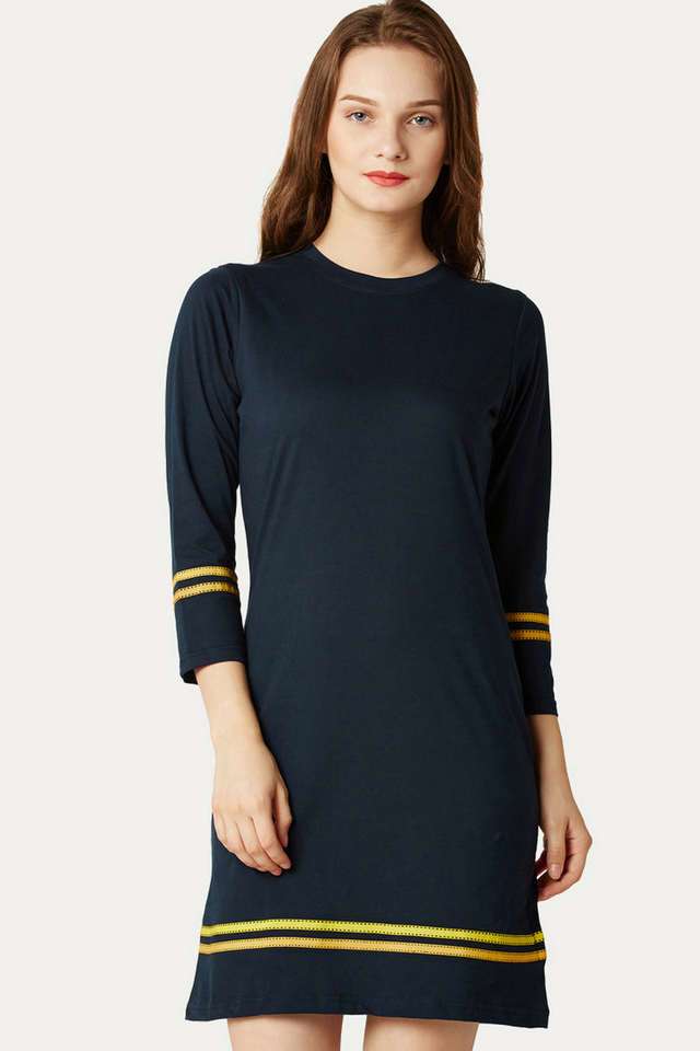 miss chase Solid Round Neck Cotton Women Dress-picture-36