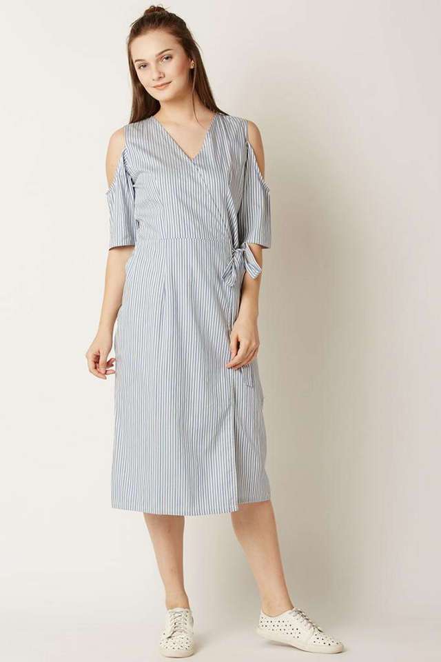 miss chase Stripes V-Neck Cotton Women Dress-picture-38