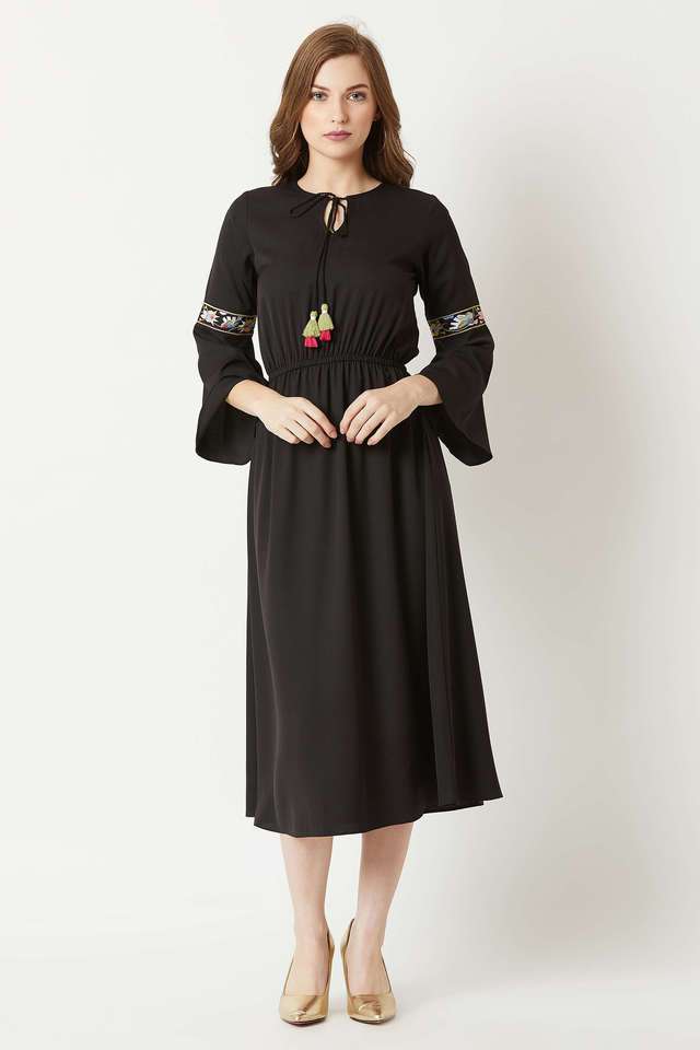 miss chase Solid Round Neck Crepe Women Dress-picture-15