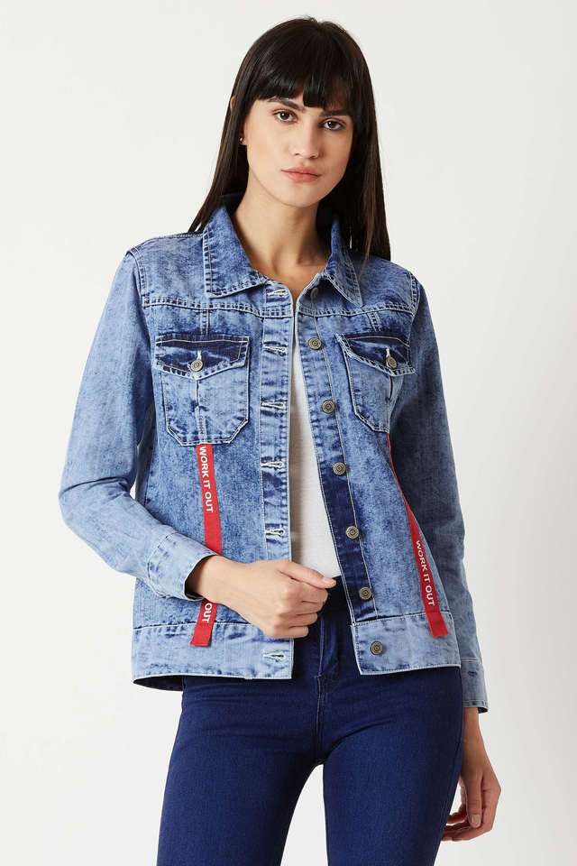 miss chase Solid Collared Denim Women Casual Wear Jacket-picture-33