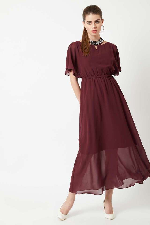 miss chase Solid Round Neck Georgette Women Dress-picture-21