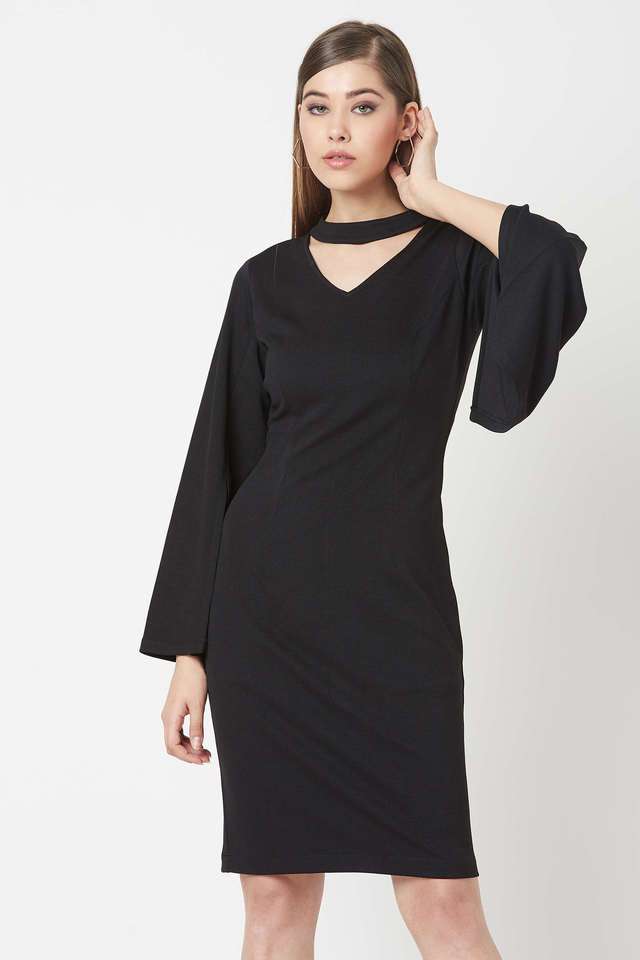 miss chase Solid V-Neck Polyester Women Dress-picture-16