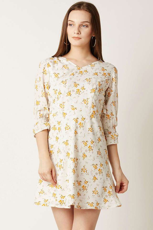 Floral V-Neck Crepe Women Dress-image-44