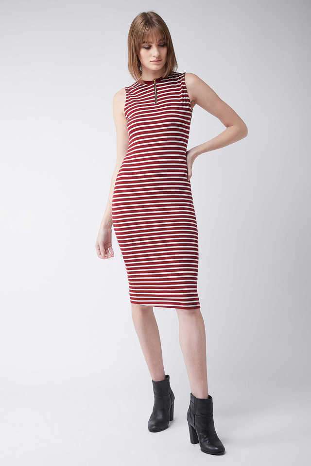 miss chase Stripes Round Neck Cotton Women Dress-picture-38
