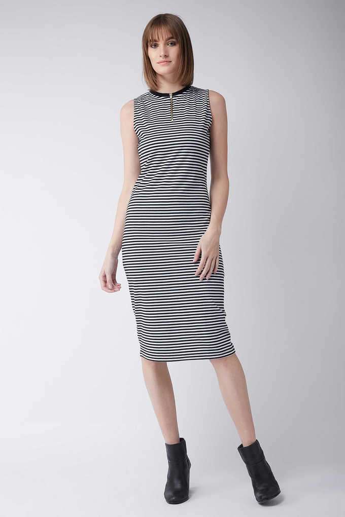 miss chase Stripes Round Neck Cotton Women Dress-picture-37