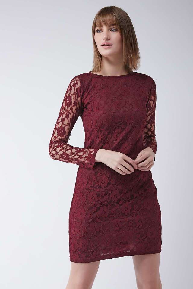 miss chase Solid Round Neck Lace Women Dress-picture-37