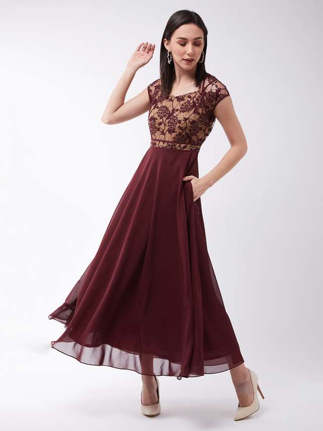 miss chase Floral V-Neck Georgette Women Dress-picture-10