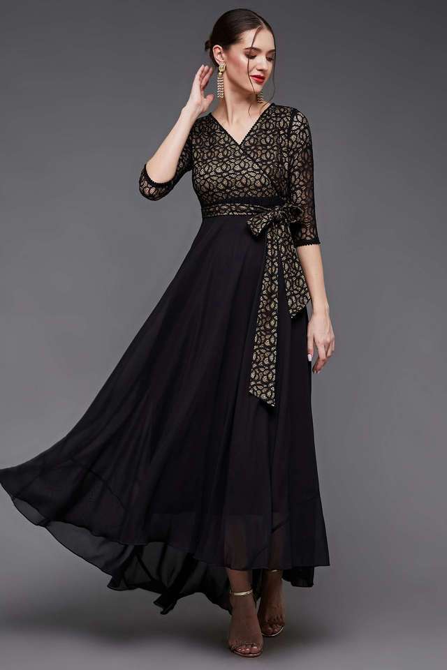 miss chase Textured V-Neck Georgette Women Dress-picture-17
