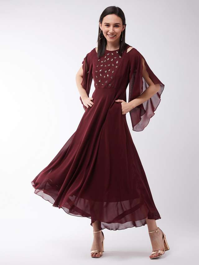 Solid Round Neck Polyester Women Dress-image-48