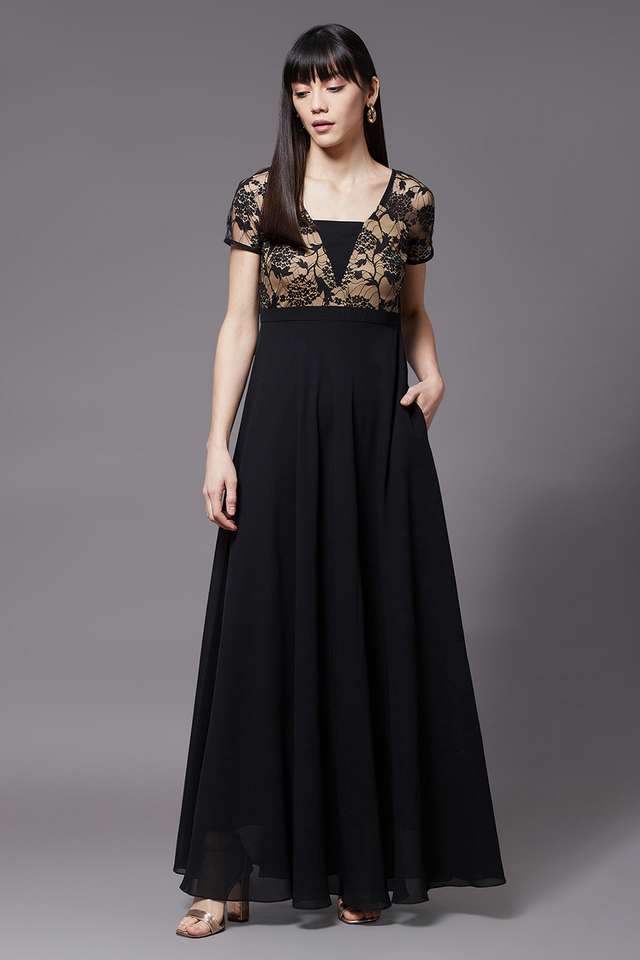 miss chase Floral Square Neck Georgette Women Dress-picture-32