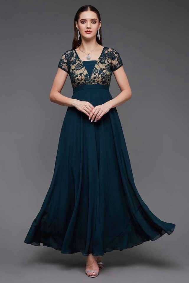 miss chase Textured Square Neck Georgette Women Dress-picture-12