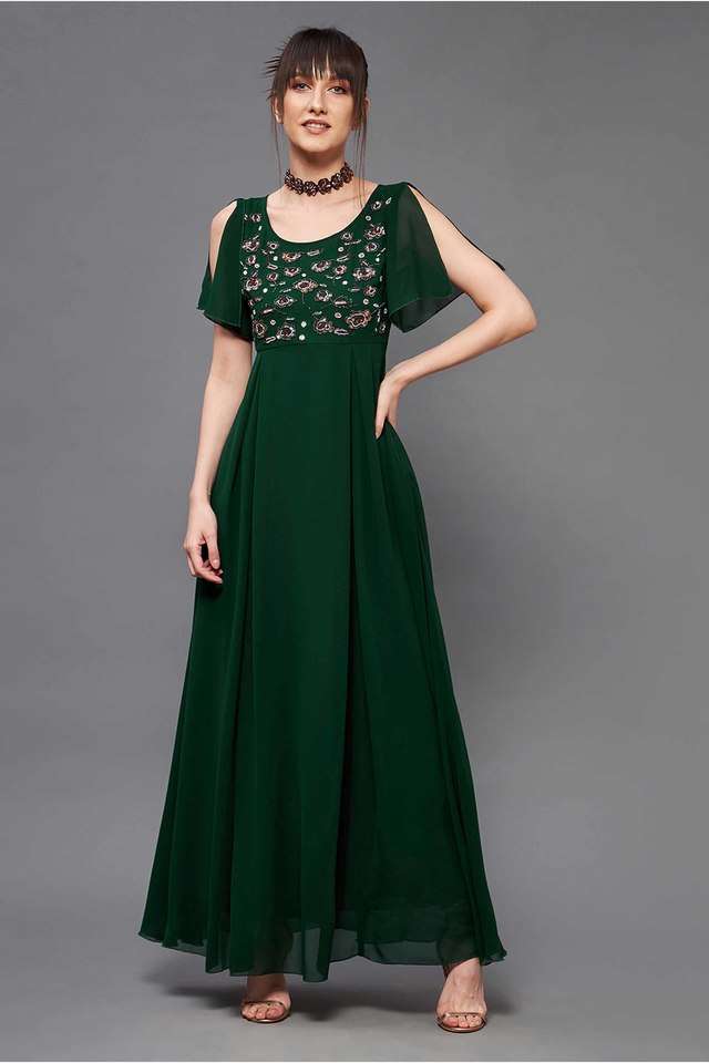 miss chase Solid Round Neck Georgette Women Dress-picture-13