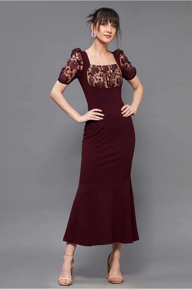miss chase Textured Square Neck Polyester Women Dress-picture-12