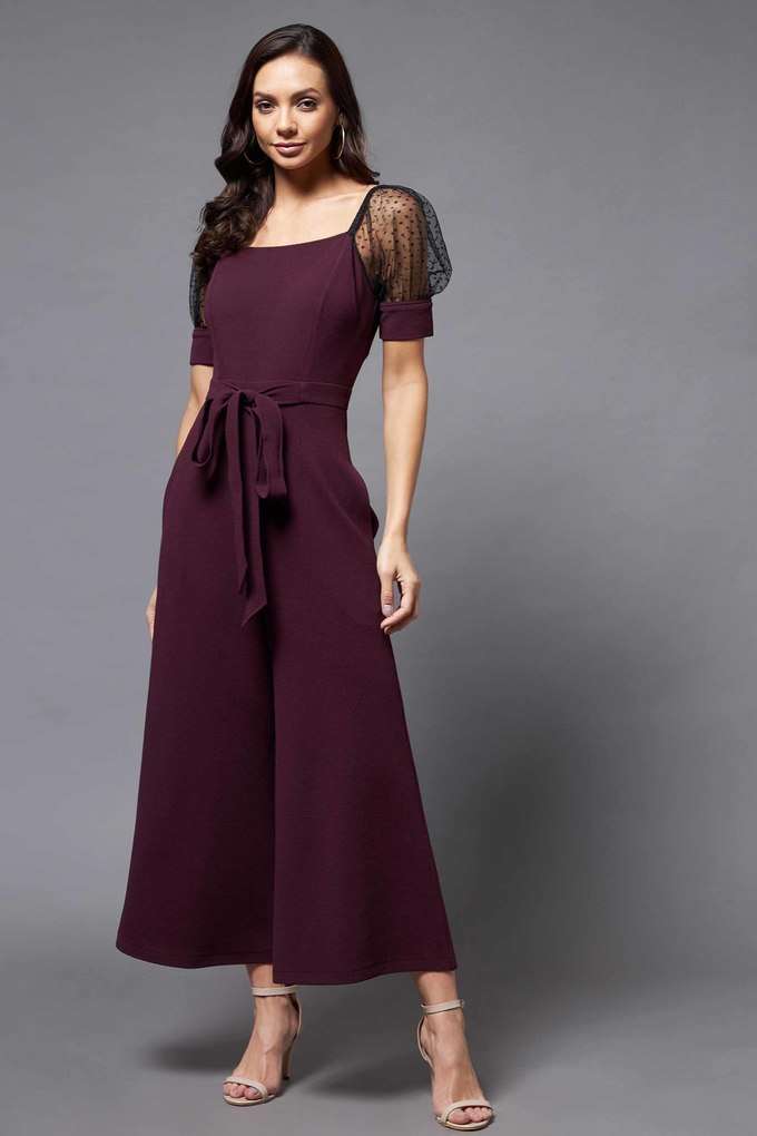 Solid Polyester Relaxed Fit Womens Crop Length Jumpsuit-image-12