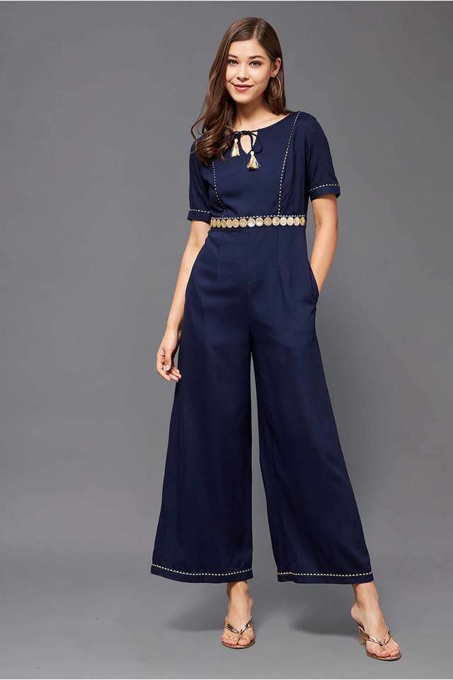 Embellished Viscose Blend Relaxed Fit Womens Regular Jumpsuit
