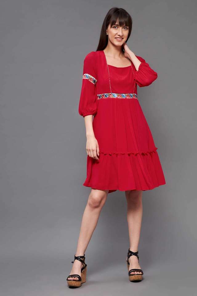 miss chase Solid Square Neck Blended Fabric Women Dress-picture-16