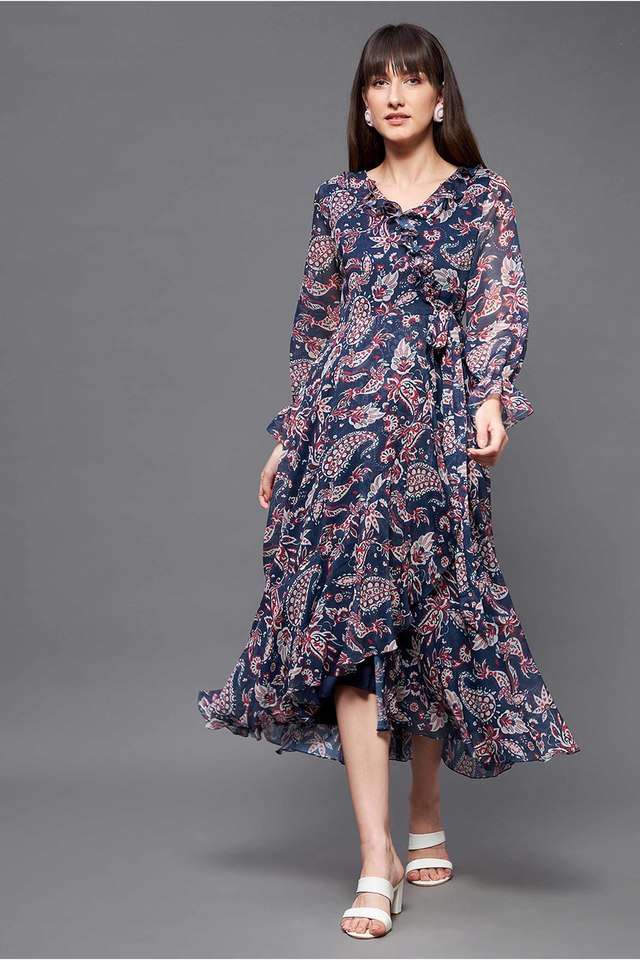 miss chase Printed V-Neck Polyester Women Dress-picture-26