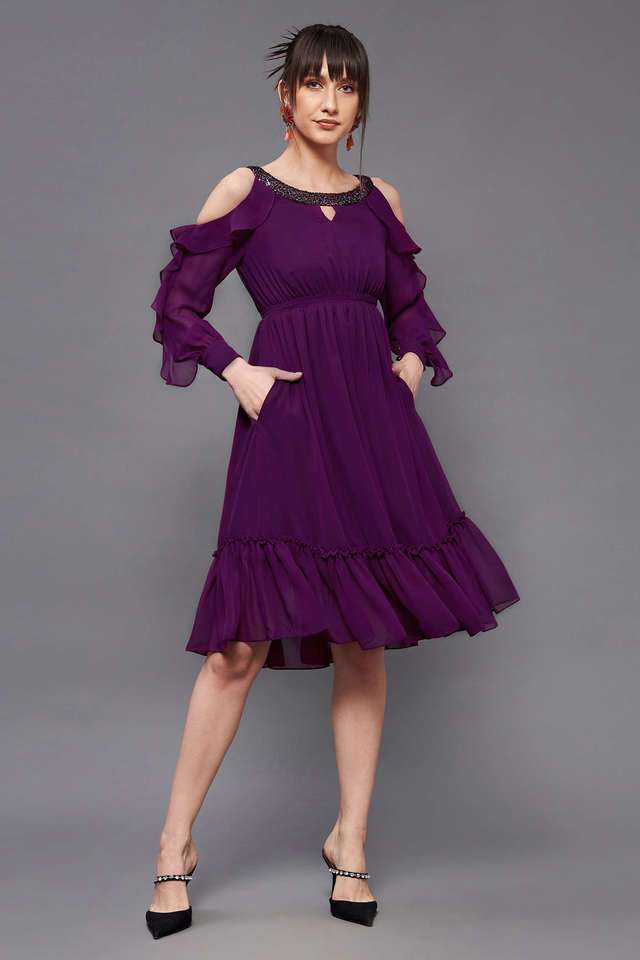 miss chase Solid Round Neck Polyester Women Dress-picture-39
