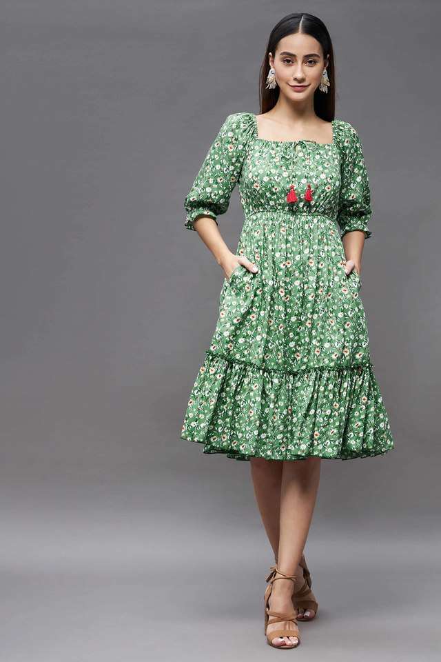 miss chase Floral Square Neck Blended Fabric Women Dress-picture-11