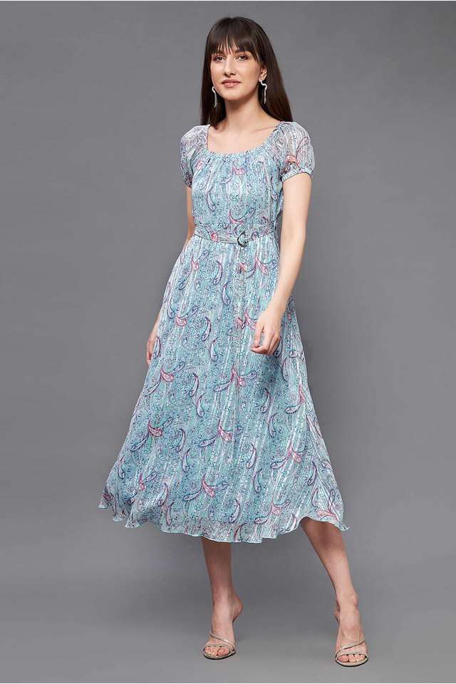 miss chase Floral Georgette Square Neck Womens Midi Dress-picture-24