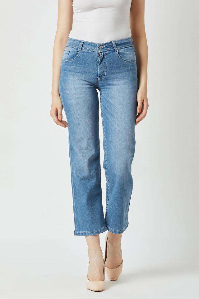 Mid Rise Light Wash Denim Relaxed Fit Women's Jeans