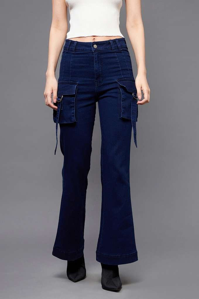 miss chase High Rise Dark Wash Denim Bootcut Fit Women's Jeans-picture-37